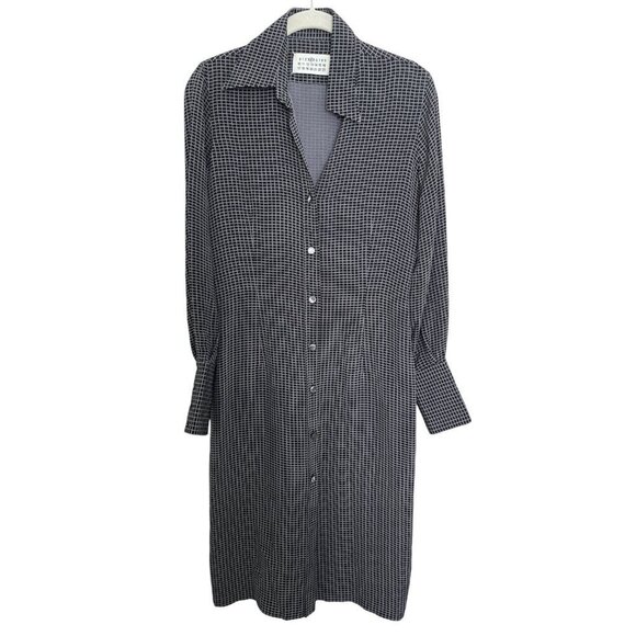 Maison Margiela Geometric Midi Silk Shirt Dress - Picture 2 of 8